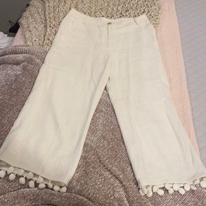 ANTHROPOLOGIE Linen PomPom Pants